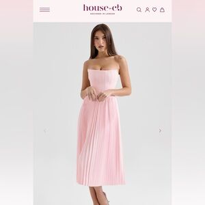 House of CB Pink Strapless Pleated Dress Marci
